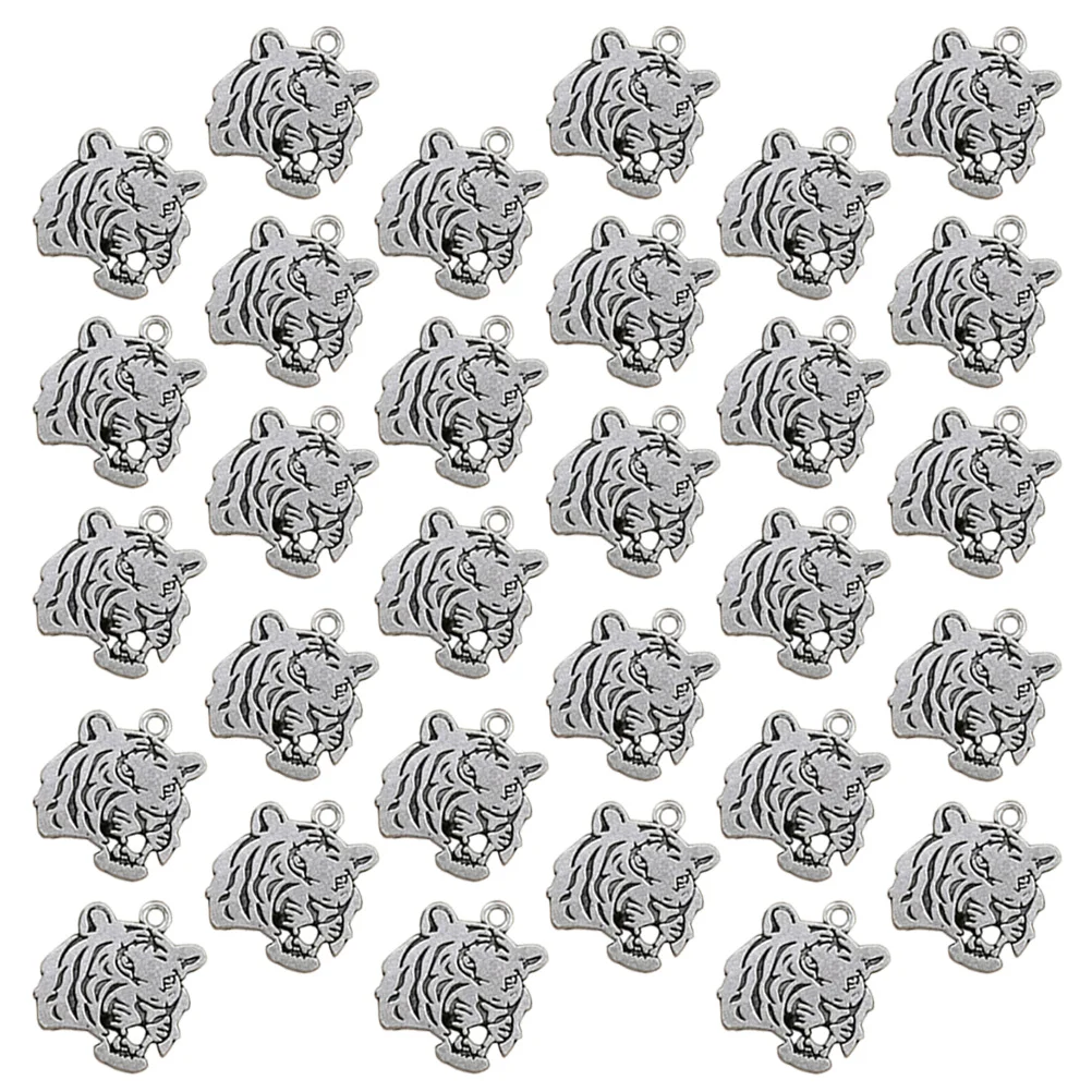 

30 Pcs Ancient Silver Jewelry Vintage Charms for Crafts Tiger Bracelet DIY Pendant