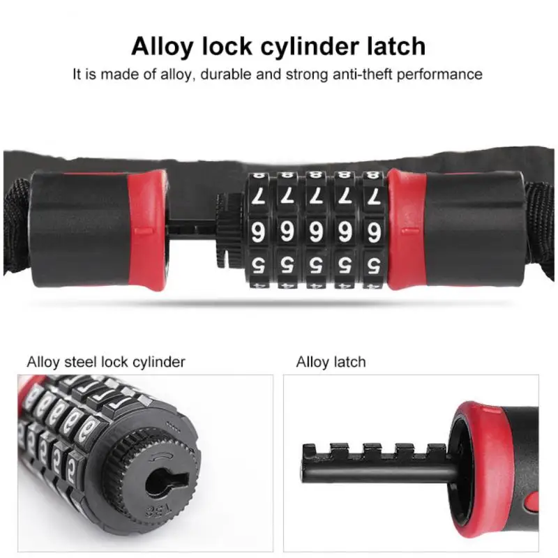 Anti-Theft Bike Lock 5 Digit Code Combination Steel Alloy Cable Security MTB Lock Cycling Equipment MTB Bike Accessories