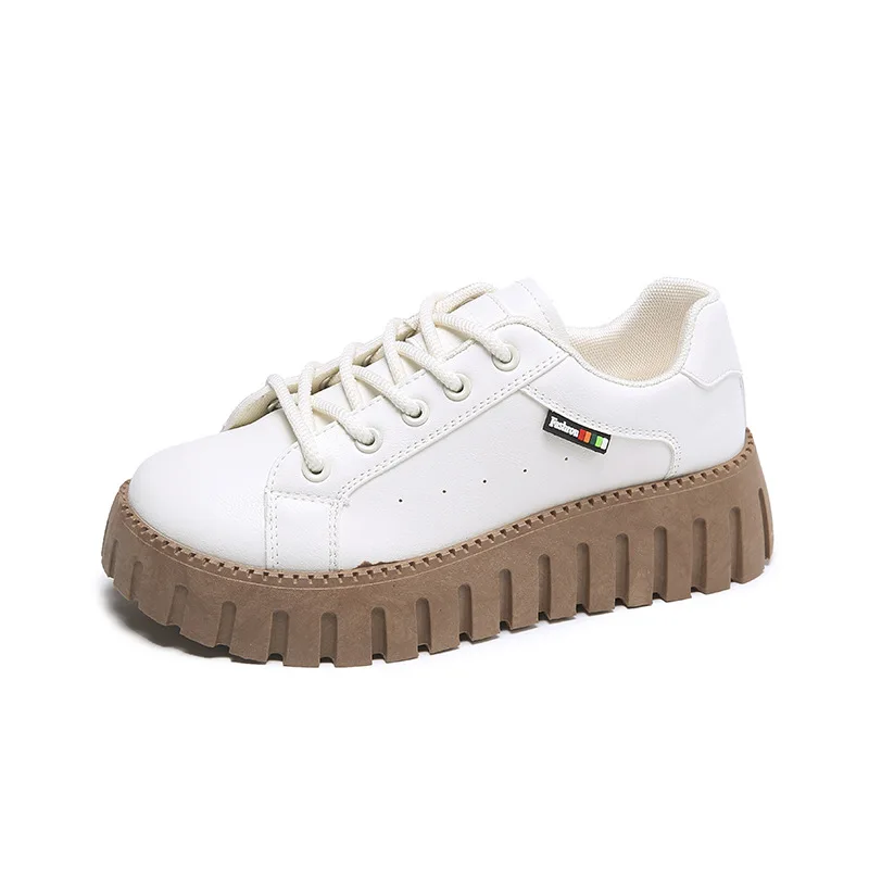 Thick-soled Small White Shoes Female Spring 2023 New Student Party Platform Shoes Casual Tie-in Vulcanize Shoes Female