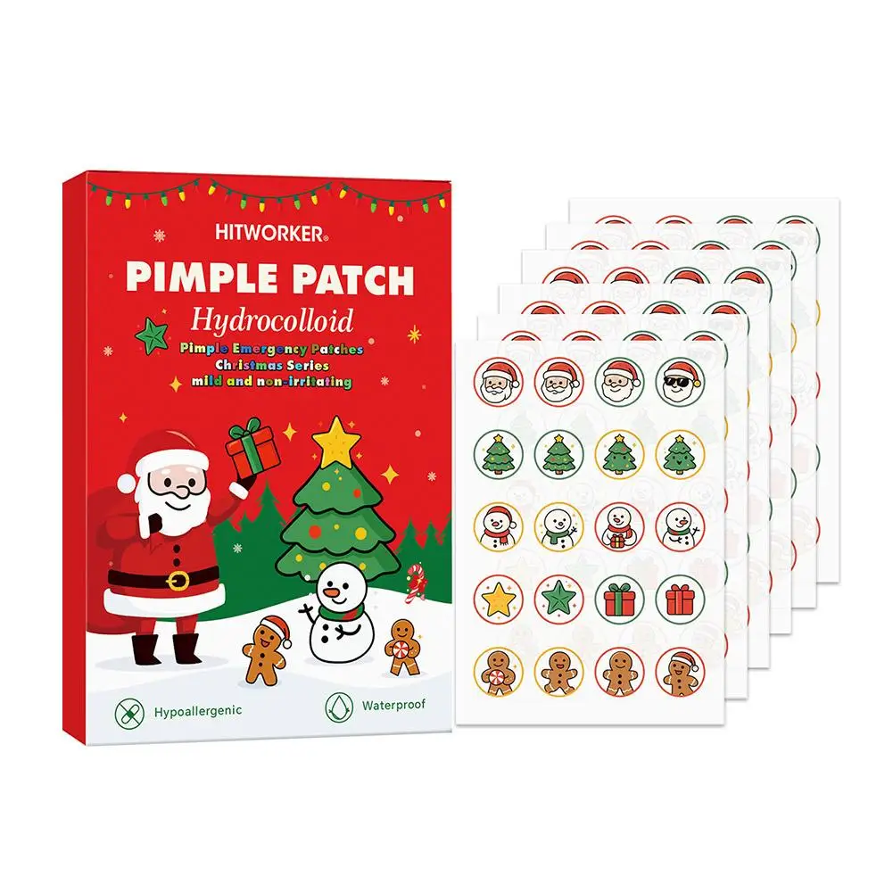 Cute Cartoon Christmas Pimple Patches for Teens Adults, Ultra Thin Hydrocolloid Acne Patch for Zits Blemishes Christmas Parties
