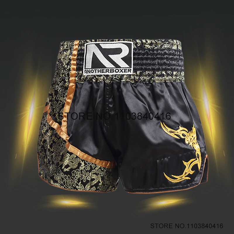 Boxing Shorts Adults Kids Muay Thai Shorts Satin Plain Embroidery Martial Arts Clothes Cage Fighting Kickboxing Shorts Men Women