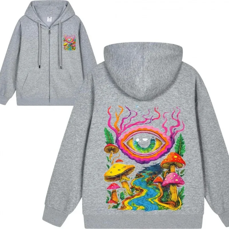 الرجال الرمز البريدي هوديي الملونة مجردة الفن الجرافيك الطباعة بلوزات معطف الشباب امرأة الملابس الخريف الشتاء الصوف الشارع الشهير