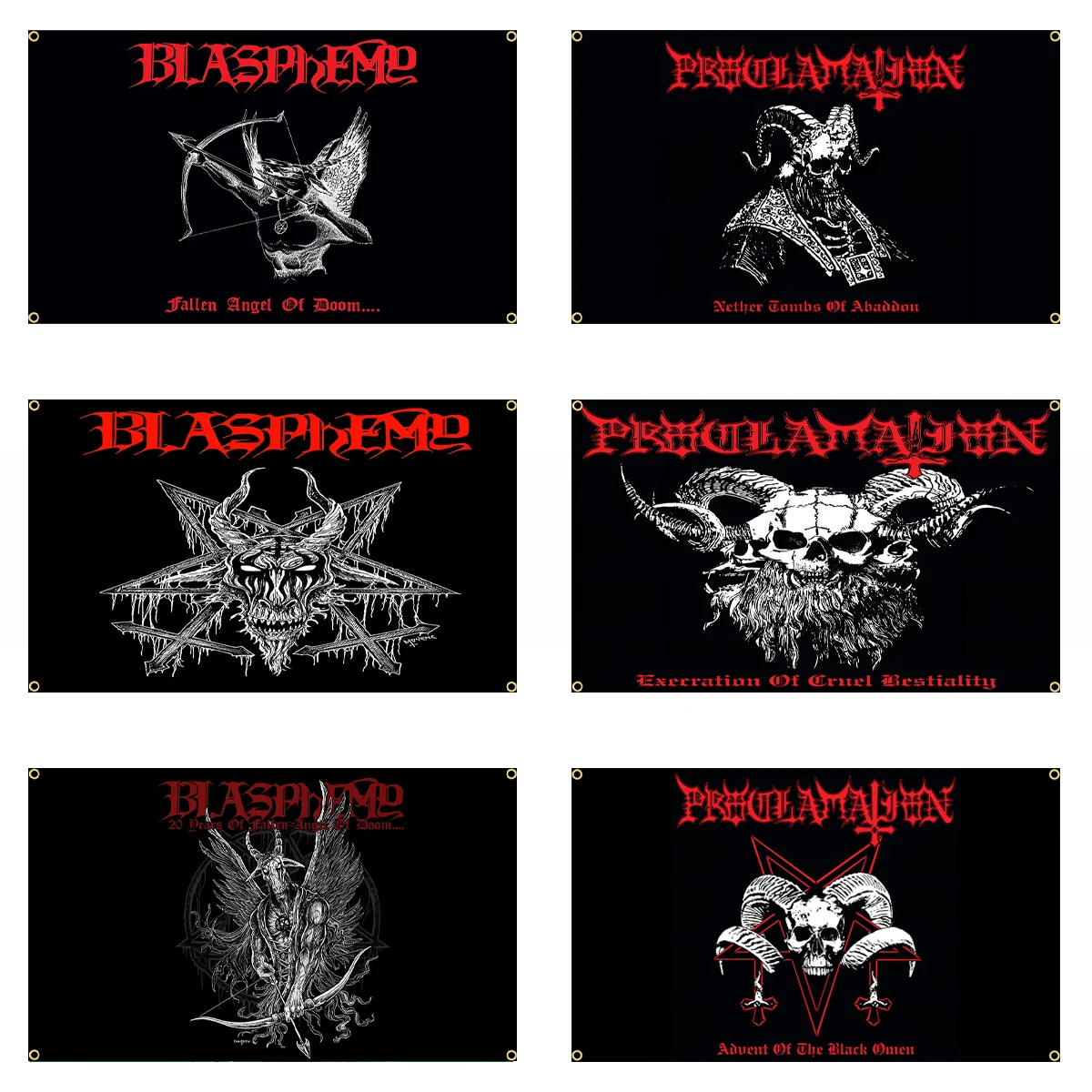 Blasphemys Band Flag Death Metal Band Polyester Printing Rock Banner For Decor Tapestry
