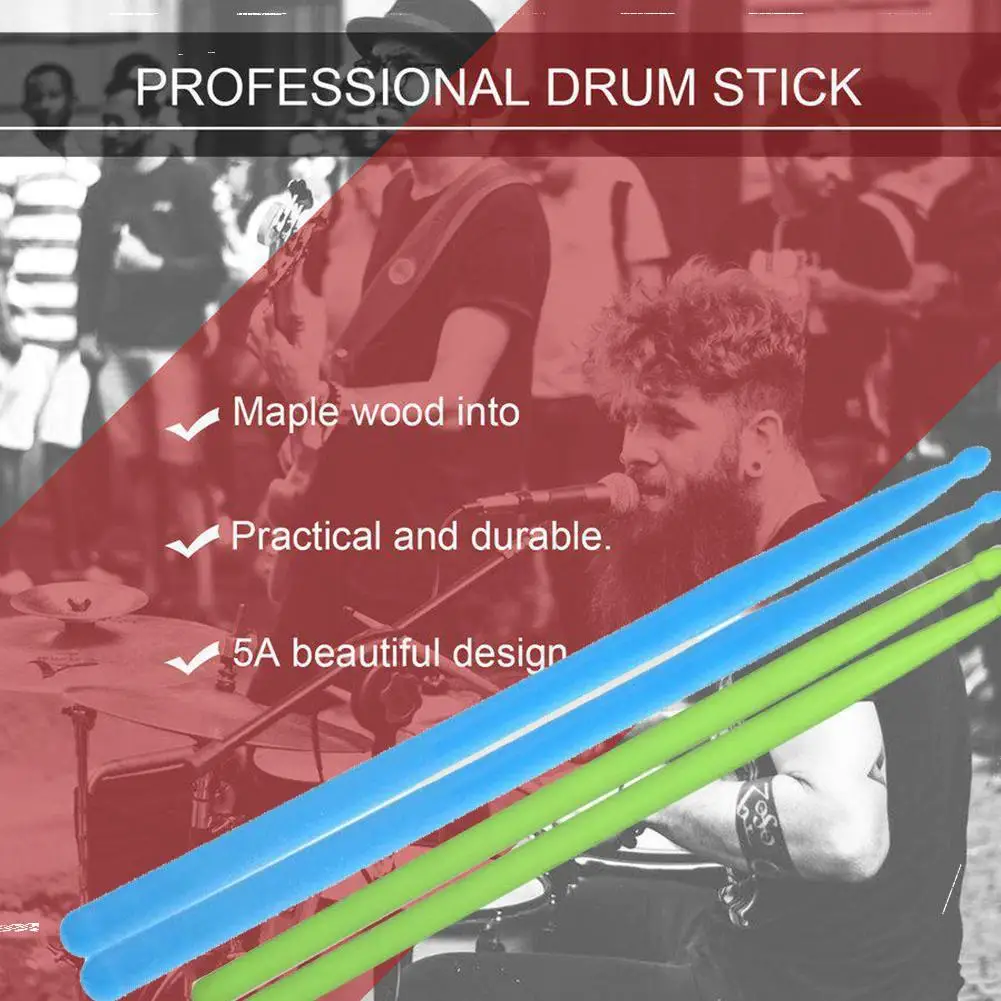 

1pair 5a Luminous Drum Stick Drum Set Blue Green Fluorescent The Musical Nylon In Drumsticks Dark Instruments Glow R6o7