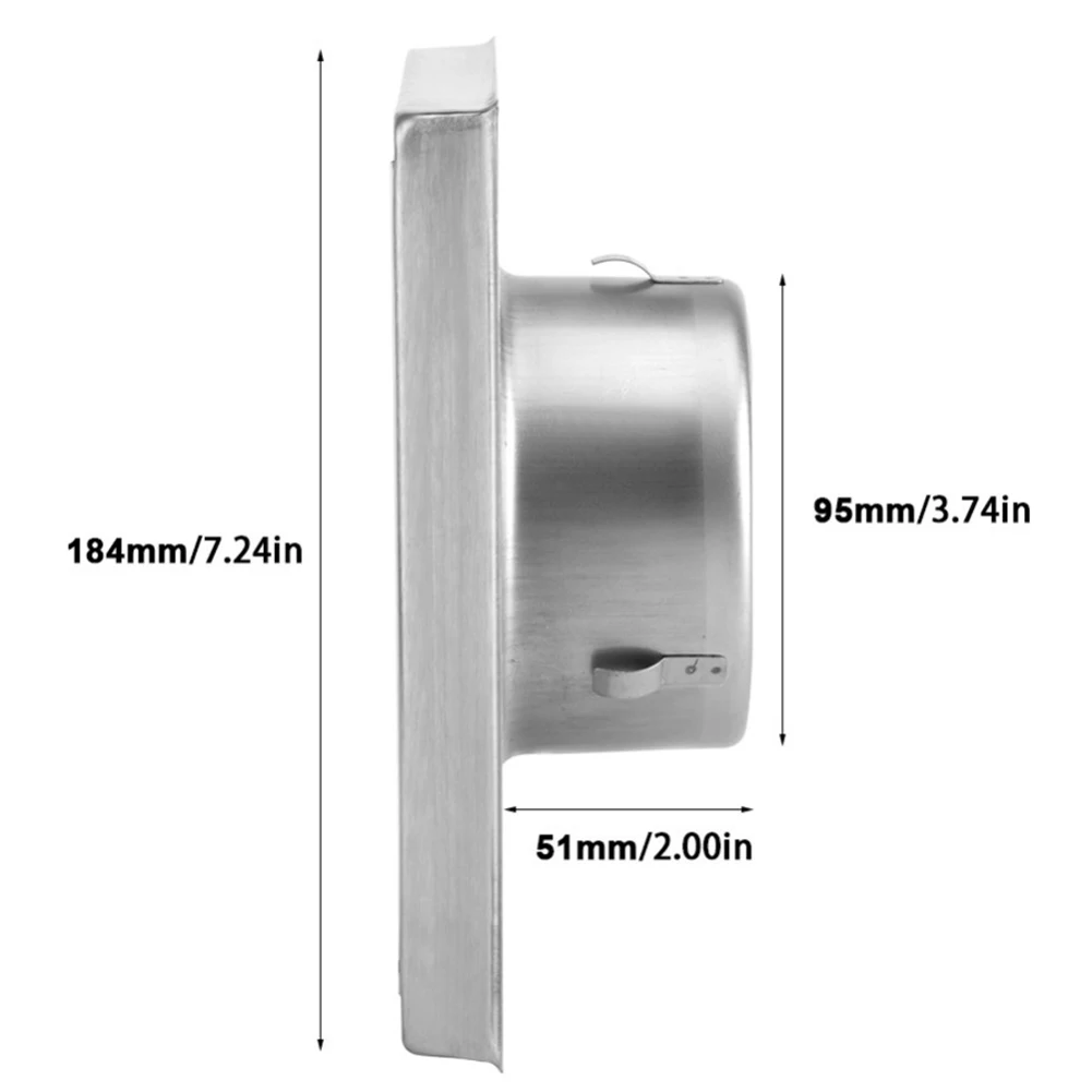 100MM Stainless Steel Air Vent Exterior Wall Ventilation Cap Movable Square Air Outlet Kitchen Bathroom Wall Grilles Duct Cover