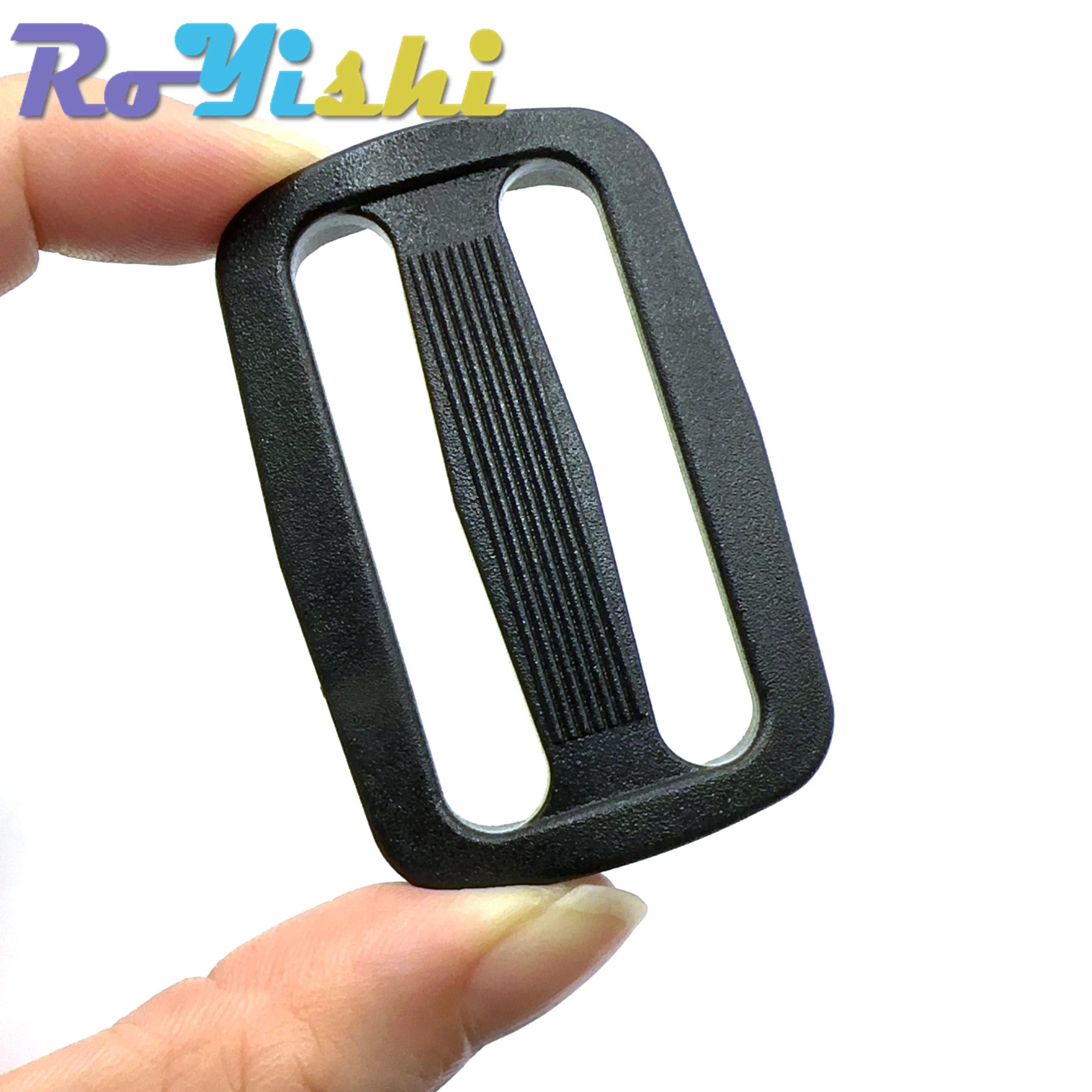 10 Pcs/Pack 15-50mm Webbing Plastic Curve Slider Tri-Glide Adjust Tri-ring Buckles Backpack Straps Black