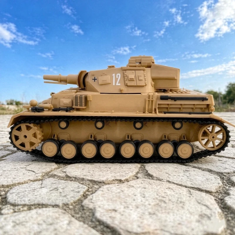 Hot 1/16 Henglong 7.0 3858-1 German No.4 F1 Remote Control Simulation Metal Wheel Track Infrared Battle Tank Electric RC Model