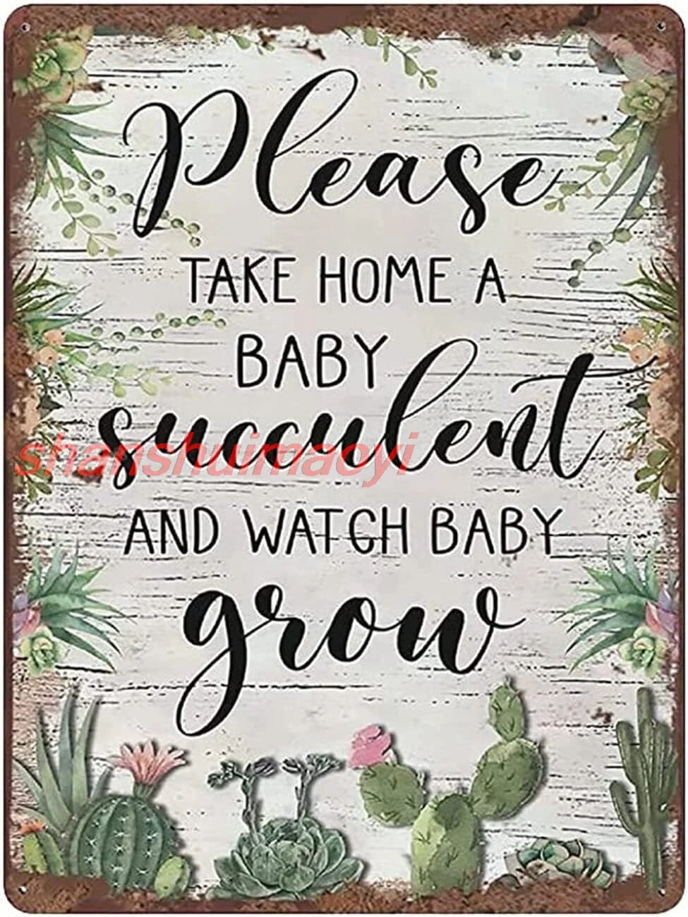 SaNavie Please Take Home A Baby Succulent Retro Tin Sign Lovers Gift Flower Wall Plant Wallart Garden Decor Farmhouse Birthday A