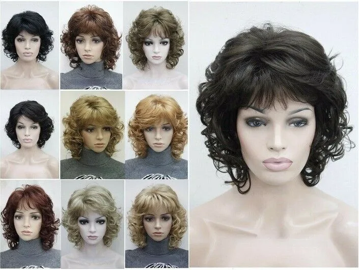 

Ladies Wig Short Curly Wave Women Daily Fluffy Hair Wig Cosplay 14 Colour