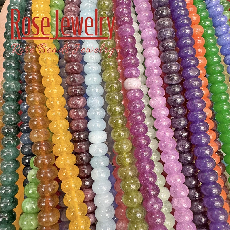 5x8mm Natural Stone Beads Colorful Jade Chalcedony Round Loose Rondelle Beads For Jewelry Making DIY Bracelets Accessories 15\'\'