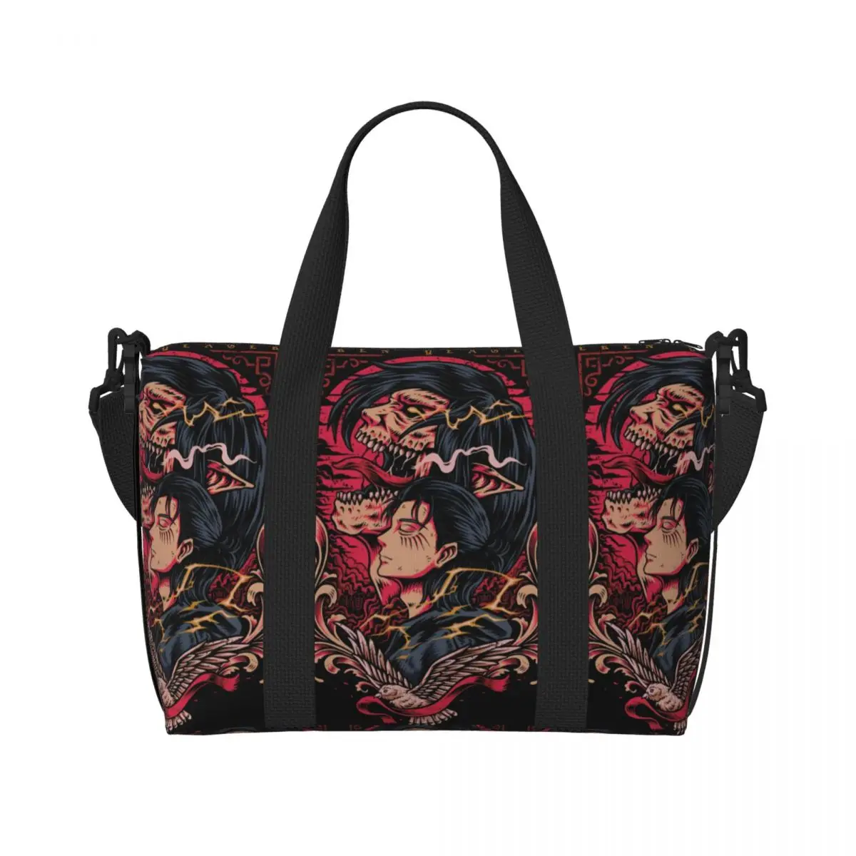 

Пляжная сумка-тоут Custom Attacks On Titans для женщин, модная, с большим отделением, с изображением мультфильмов и манги, для спортзала, пляжа и путешествий