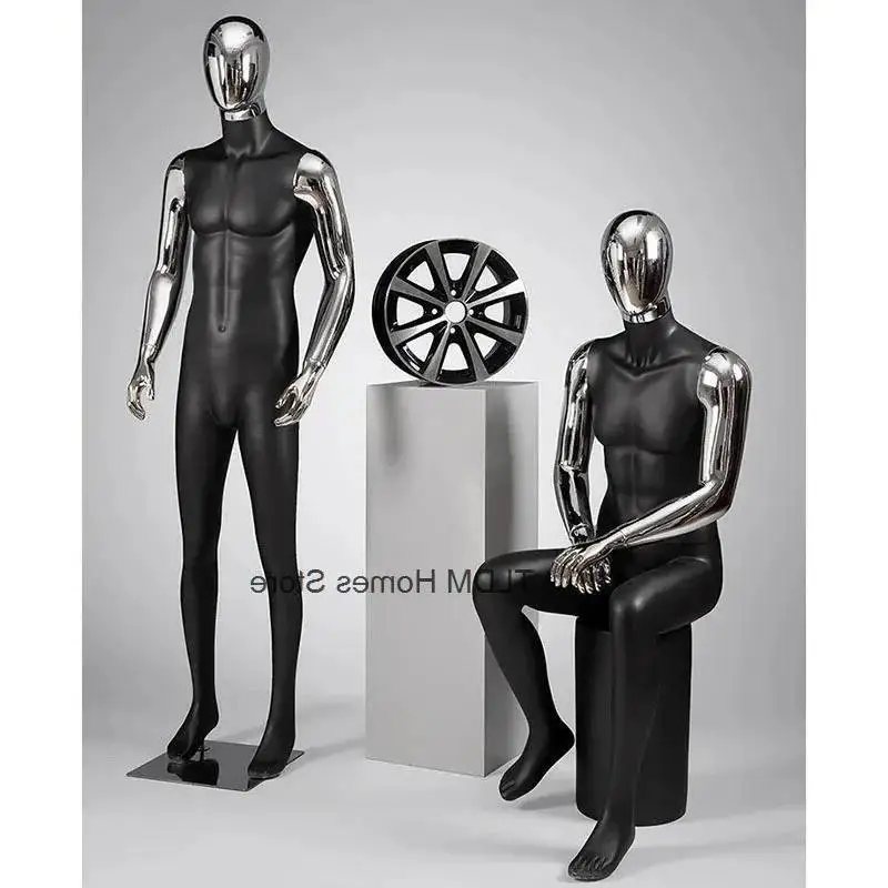 

Body Silver Mannequins Light Luxury Mannequins for Display Windows Creative FRP Mannequins for Men's Clothing Full Store Modern