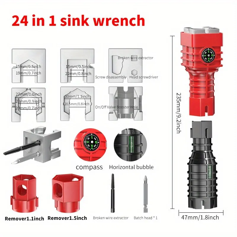 OUDISI Bathroom & Kitchen Faucet Repair Tool Set - 18-in-1 & 24-in-1 Flume Wrenches