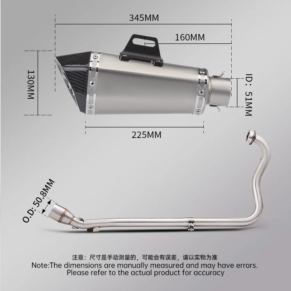 Motorcycle FZ25 FZS250 front/tail exhaust pipe original hole position Slip On system exhaust pipe kit high performance