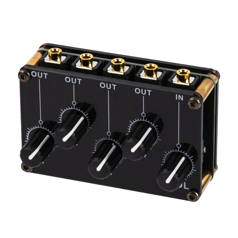 4 Channel Line Mixer with 4 Main Output Volume Knob 1 Input Volume Knob Drop Shipping