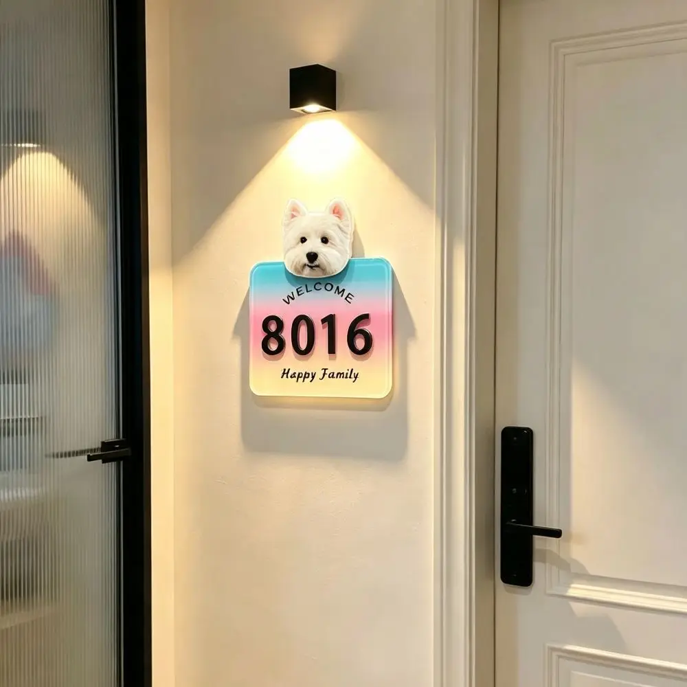 Funny Acrylic Acrylic Number Plate Personality Dowelless House Number Sticker Cartoon High-definition Doorplate DIY Combination