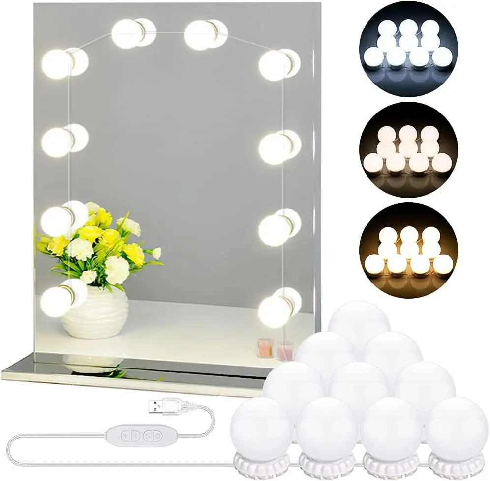 

Vanity Mirror Lights Adjustable Color Brightness 10LED Light Bulbs Lighting Makeup Table Set Dressing Table Bathroom USB Light