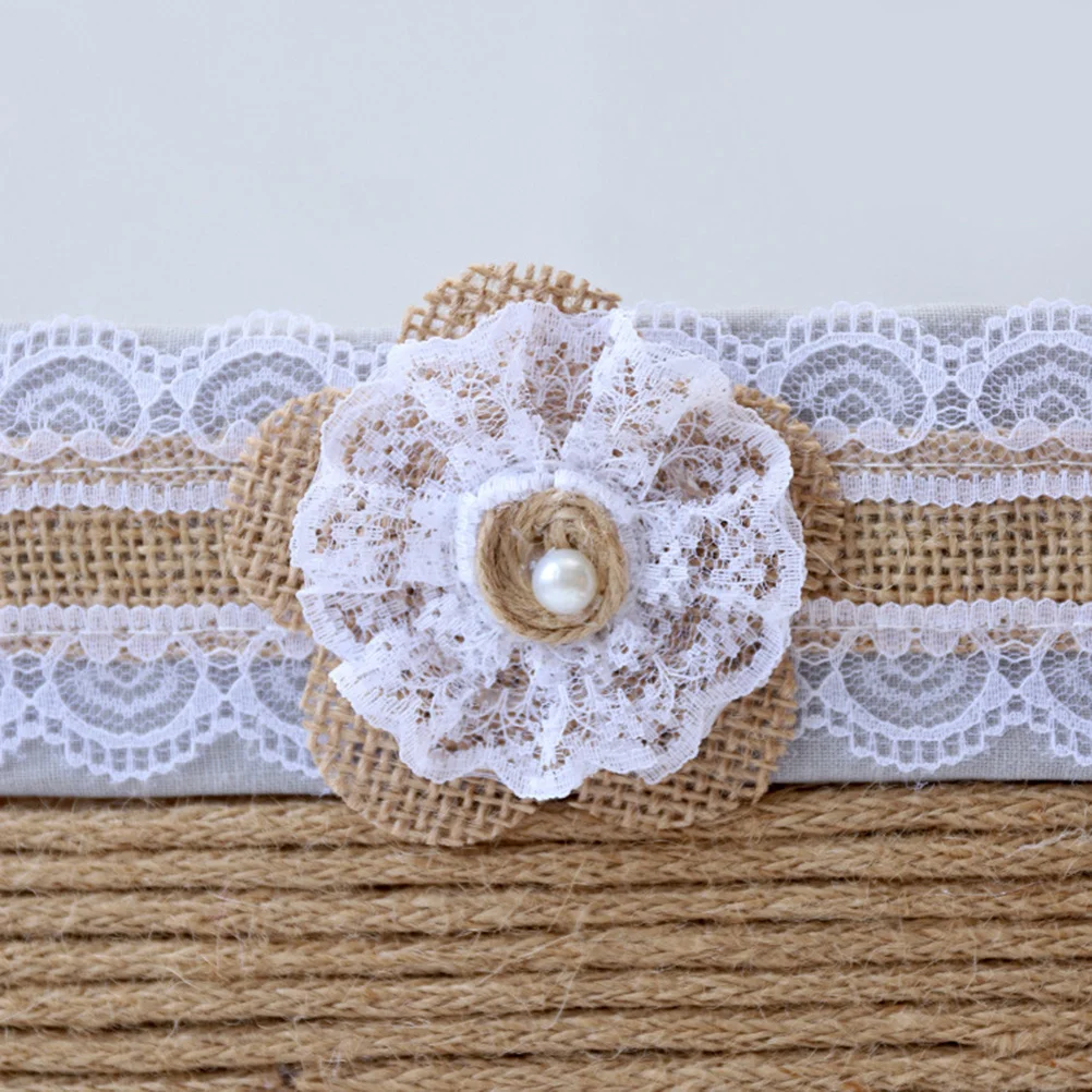 

10pcs Burlap Roses Flower Handmade Jute Fabric Lace Beads Craft Decoration Wedding Christmas Party Table Runner Hat Shoe Bag