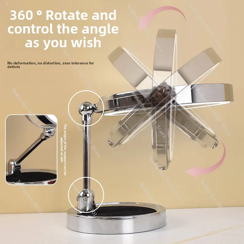 Folding vanity mirror, desktop enlarged desktop, double-sided LED light strip