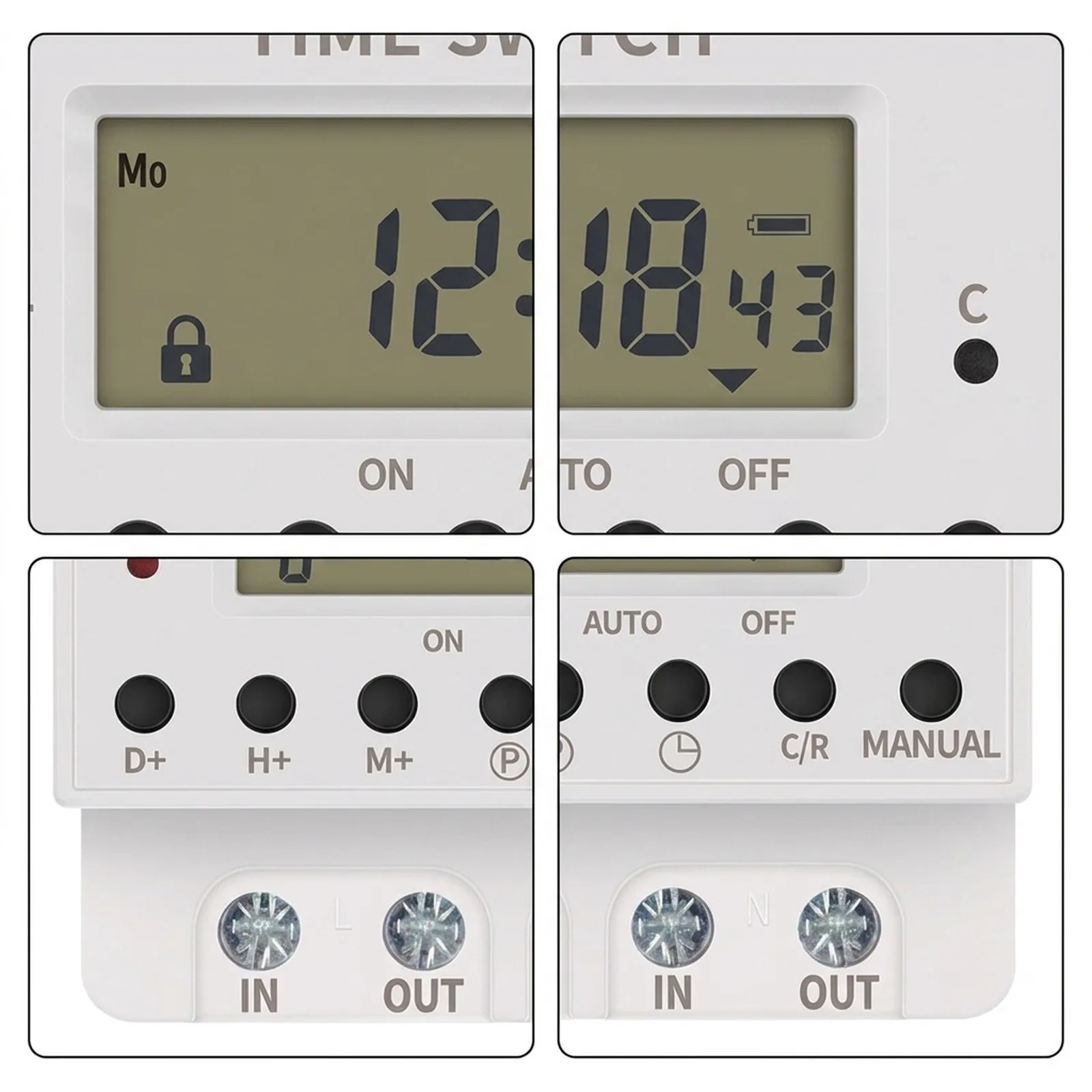 Control Programmable Timer Switch 220V Digital Timer Safe Switch White Circuit Breakers Fuses Accessories Control