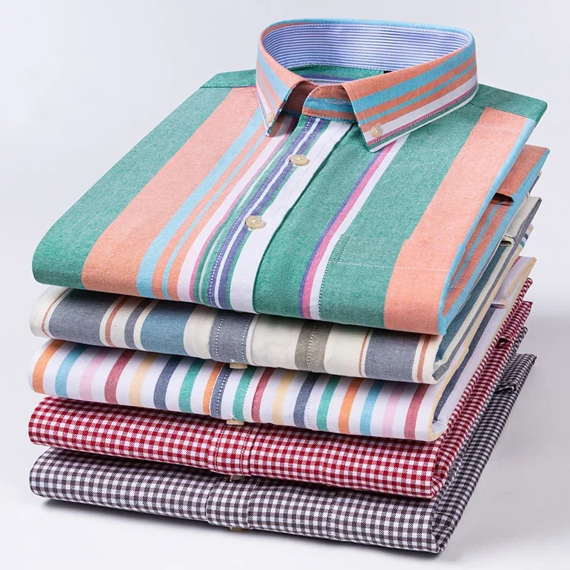 

plus size striped long-sleeve shirts for men slim fit formal plain shirt cotton Oxford tops high quality office designer clothes