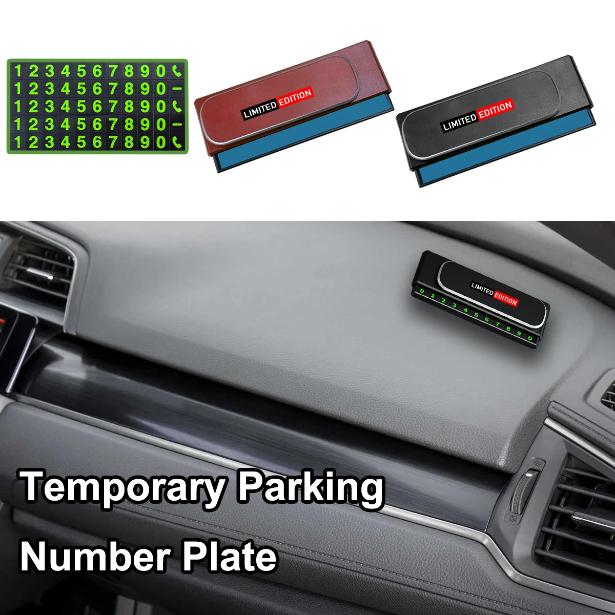Versteckter Leuchtender Auto-Telefonnummernschild-Aufkleber Temporäre Parkkarte Zubehör