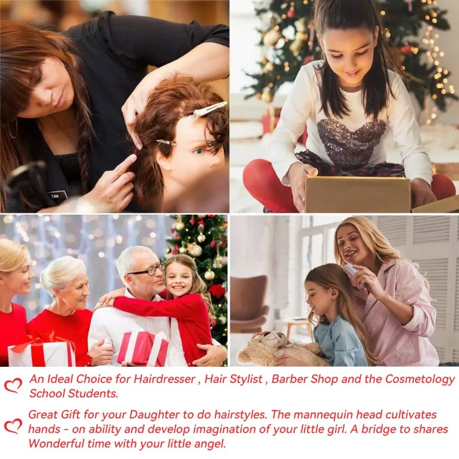 رأس عارضة أزياء مقاس 29 بوصة مع شعر لتصفيف الشعر وتدريبات التجميل وحامل مشبك قابل للتعديل متوفر i