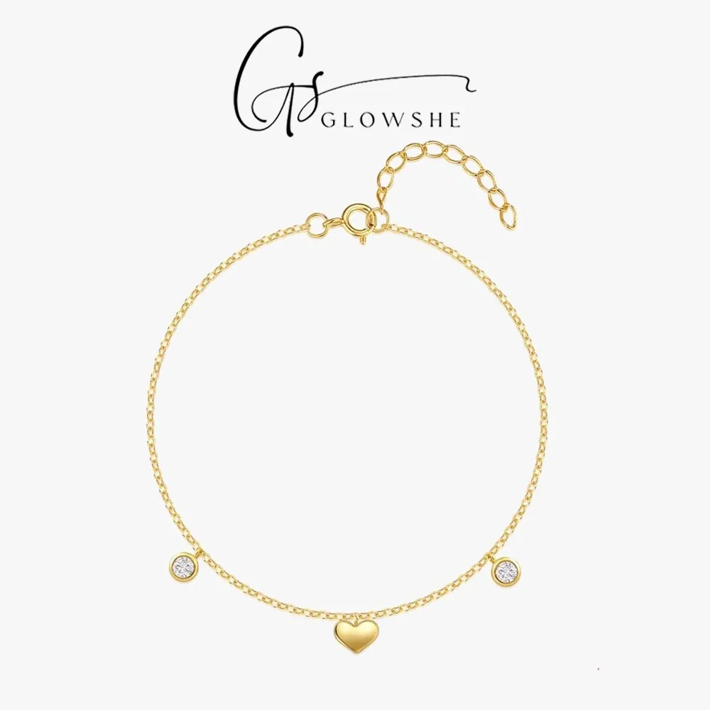 

Glowshe 100% 925 Sterling Silver Zircon Chain Bracelet Everyday Wear Fine Jewelry Women's Elegant Bracelet Anniversary Day Gift