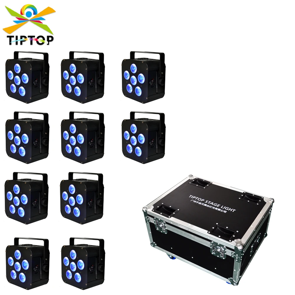 10IN1 Charging Flight Case Pack 6x18W Battery Wireless DMX512 Led Par Light Charging Socket Lifting Handle Led Display