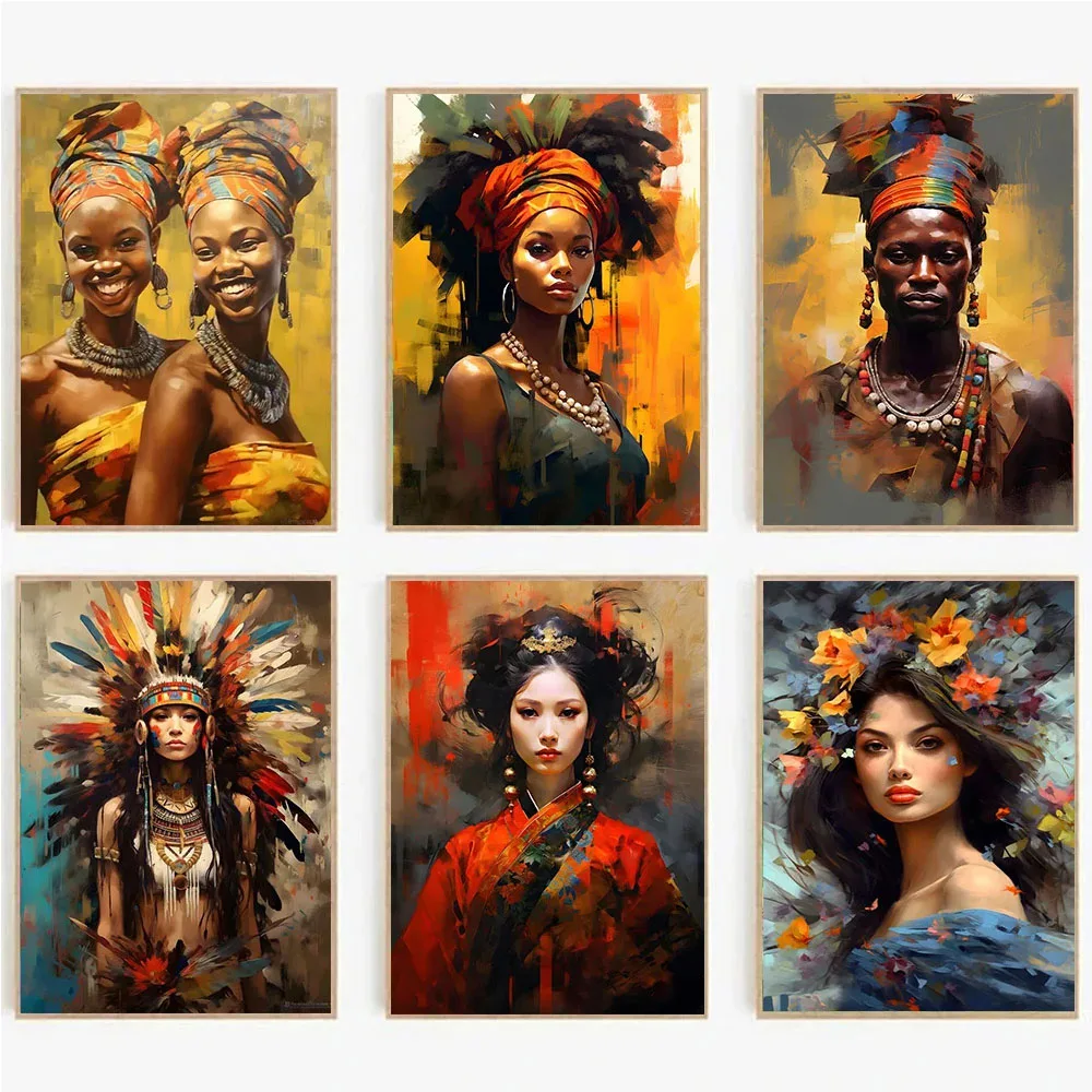 Africa, Europe, Eastern Beauty, Handsome Figures DIY Diamond Paintings Abstract Portrait Wall Art Mosaic Picture Home Decor