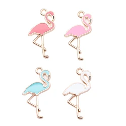 WYSIWYG 10pcs 25.5x13mm 4 Colors Enamel Flamingo Charms Pendant For DIY Jewelry Making Handmade Jewelry Craft Findings
