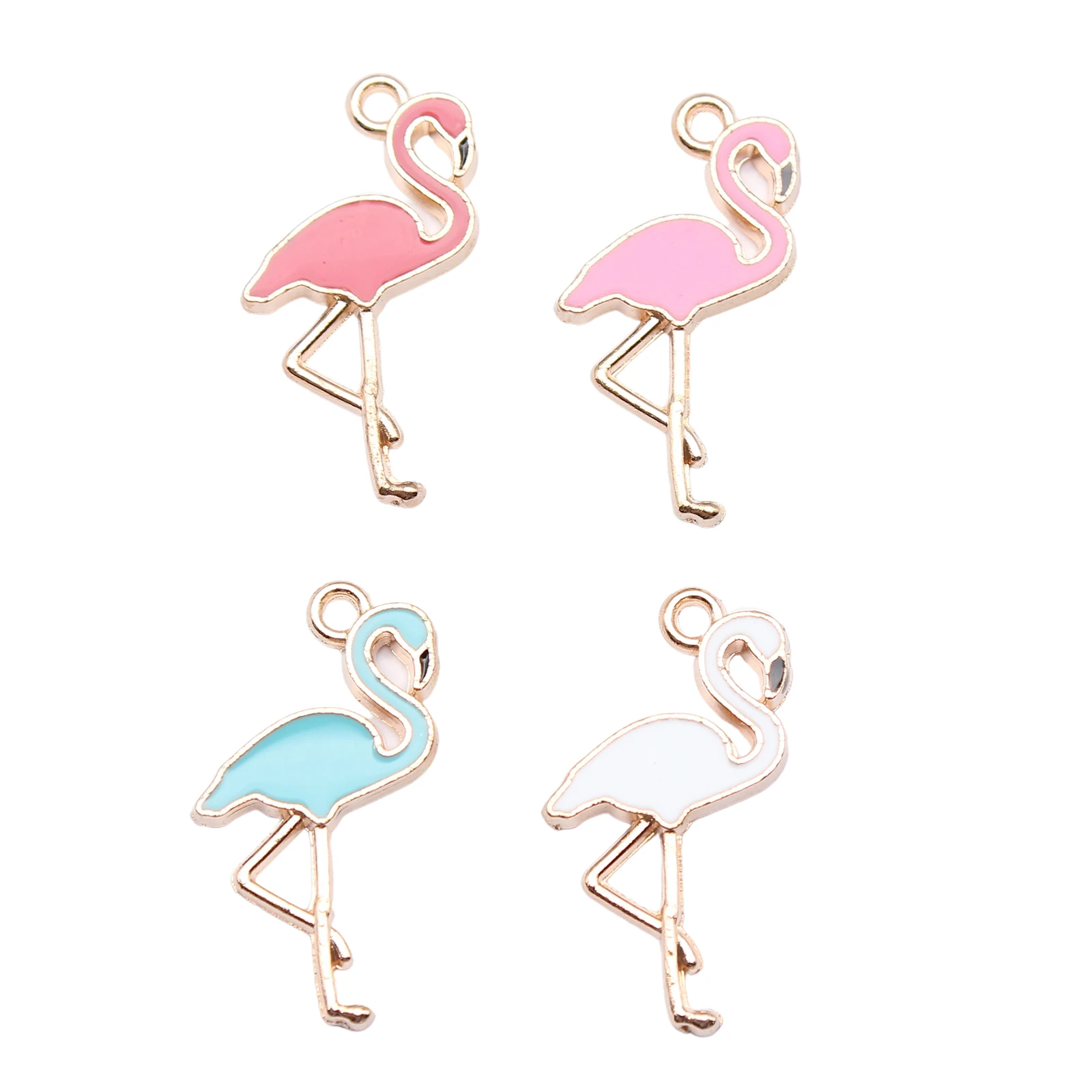 WYSIWYG 10pcs 25.5x13mm 4 Colors Enamel Flamingo Charms Pendant For DIY Jewelry Making Handmade Jewelry Craft Findings