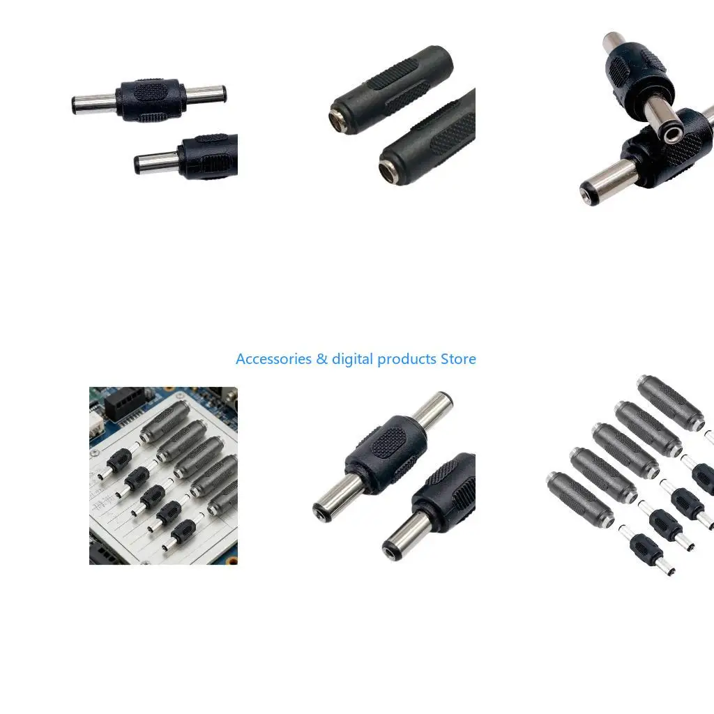 77JD Extended Length DC5.5x2.1mm Power Plug Socket ABS Metal Housing Adapters For Secure Devices Charging 5Sets