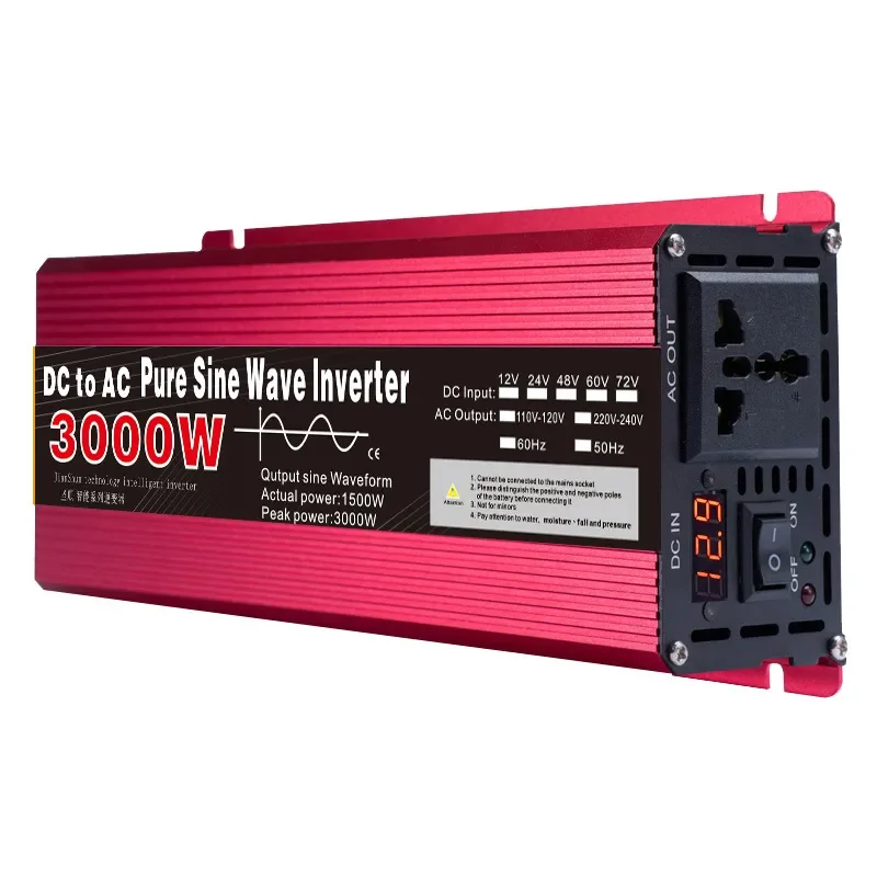 for High Power Pure Sine Wave Inverter 12V 24V 48V 60V 72V to 220V AC Converter 1600W 2200W Solar Power System Off Grid Home