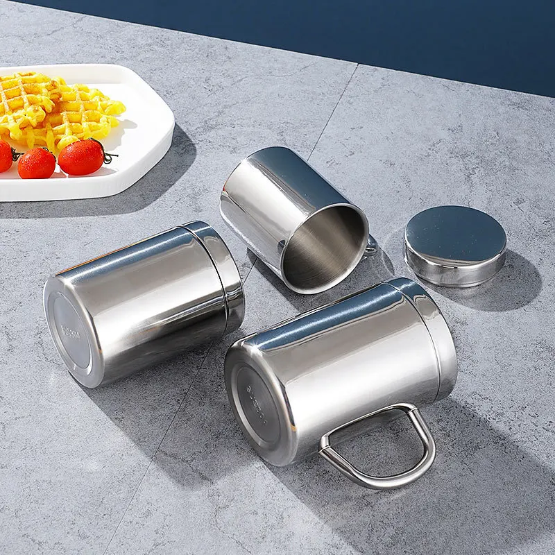 Double Wall Anti Scalding Coffee Mug Insulated Portable Stainless Drink Cup Drinking  Steel Polishing Beer Tea Juice