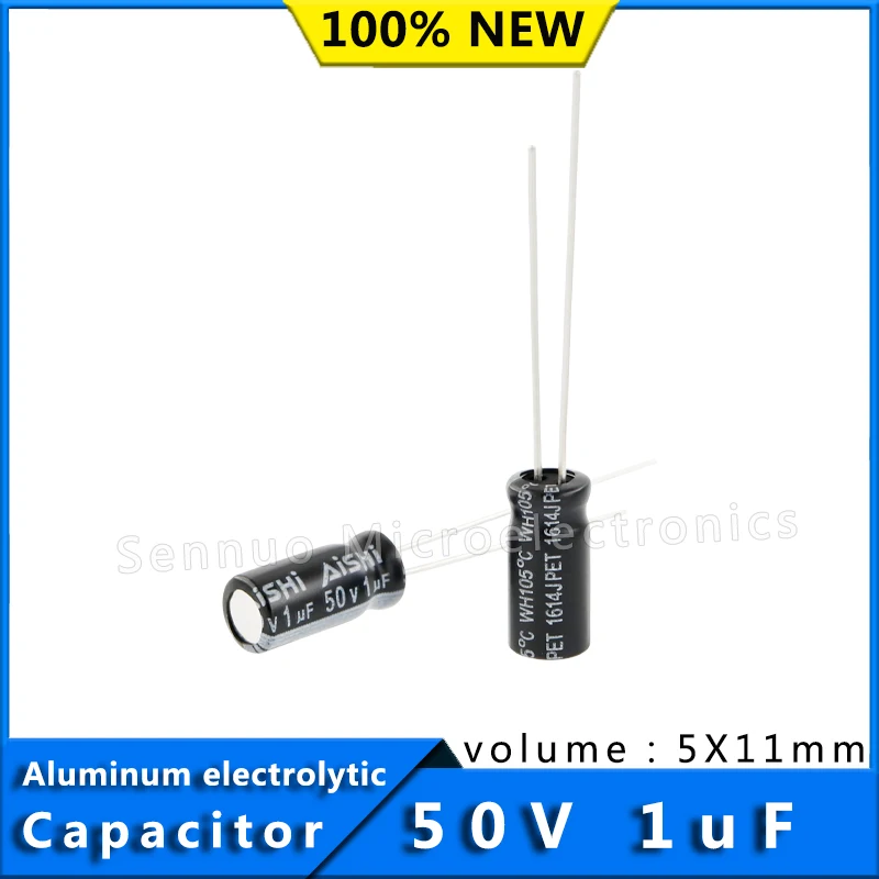 10Pcs Capacito 50V 1UF 5*11 5x11 mm 1uf50v 5X11 Aluminum Electrolytic Capacitor High Frequency Low Resistance