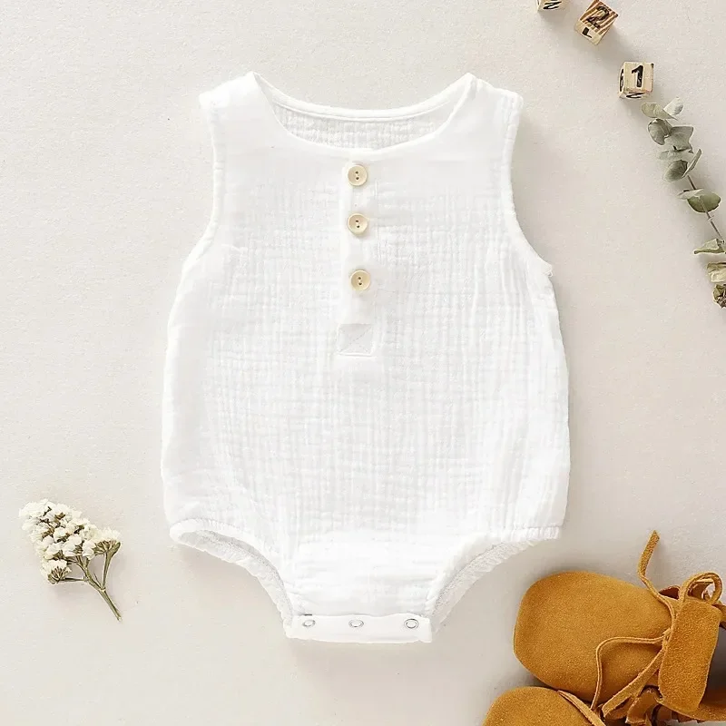 Newborn Rompers Fashion Muslin Sleeveless Baby Clothing Summer Infant Baby Boys Girls Romper