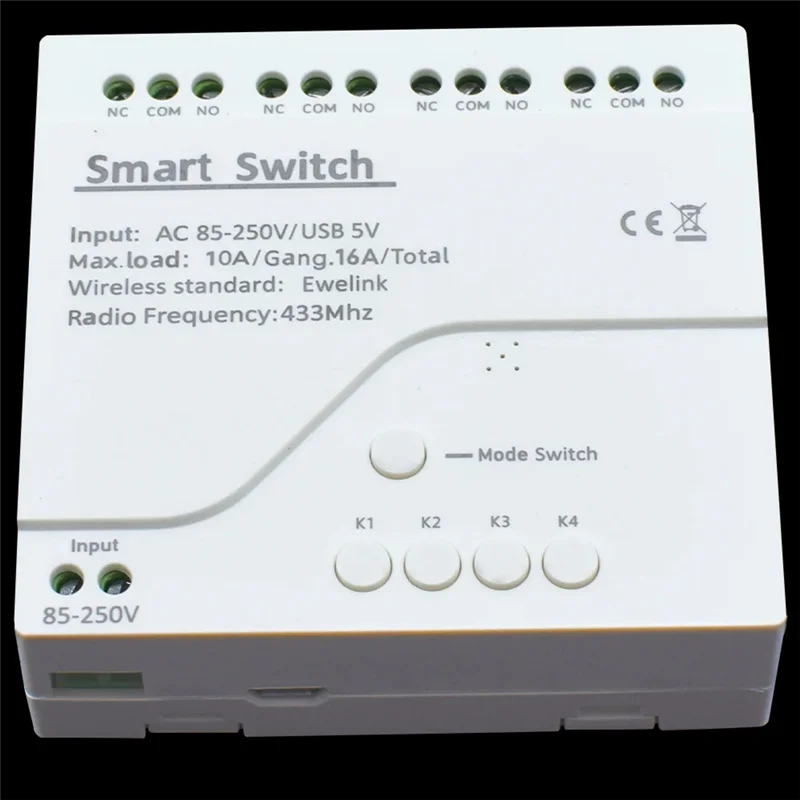 JABS-Smart Switch Smart Remote Control Switch Inching Self-Locking RF433 4 Way Relay 4CH EWELINK WIFI Smart Switch Relay Module