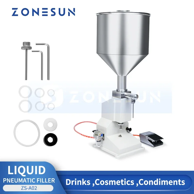 

ZONESUN ZS-A02 Pneumatic Paste Filling Machine Viscous Liquid Sauce Honey Cream Shampoo Cosmetic Food Beverage Production