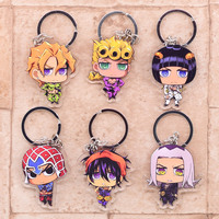 Jojo Anime Keychain Arcylic Cartoon Figures Keyrings Kawaii Key Chain Accessories