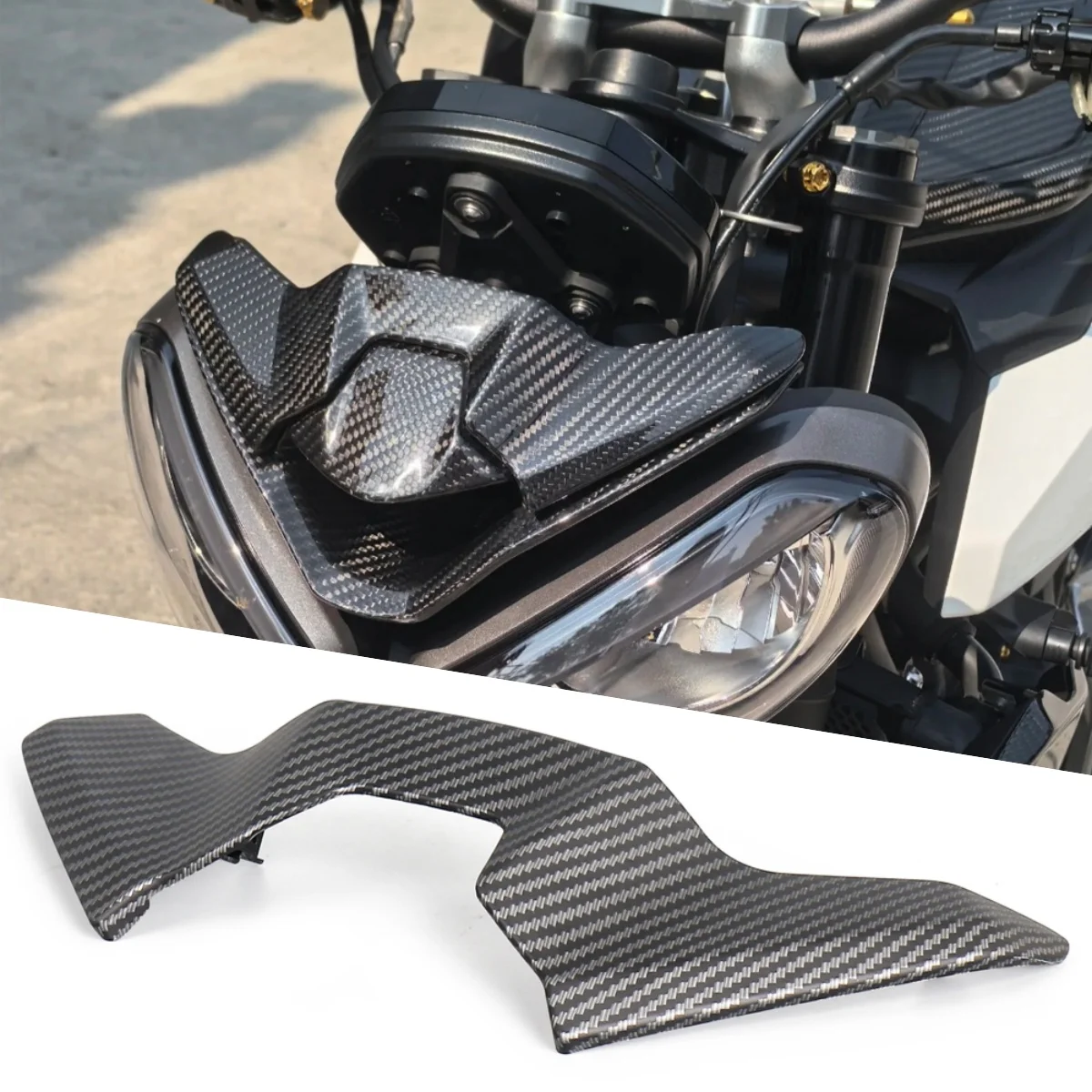 

Carbon Fiber Upper Headlight Panel Front Fairing Cover Trim For Street Triple 765RS MOTO 2 STREET TRIPLE 765R 765 RS R 2023-2025
