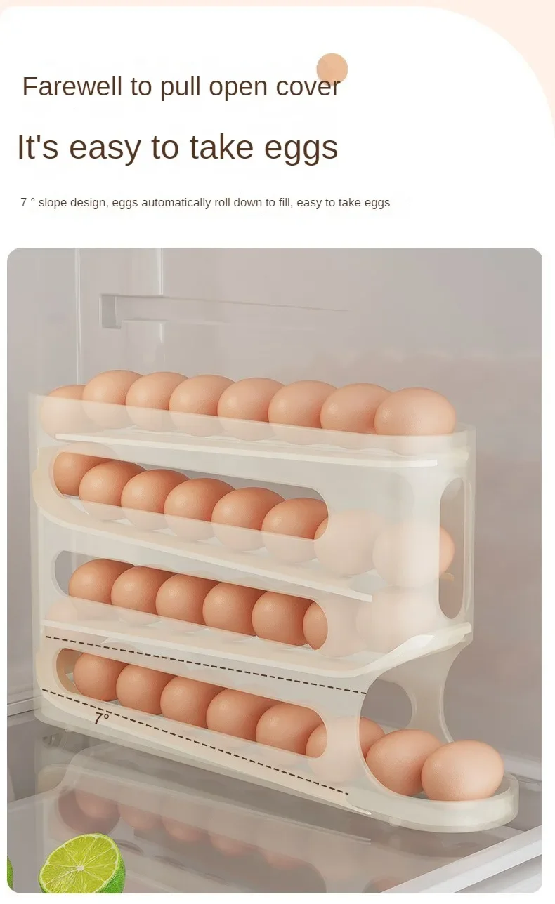 2-4-schicht Rutsche Ei Lagerung Box Leiter Stil Ei Box Lagerung Khlschrank  Seite Tr Groe Kapazitt Automatische ei Roll Maschine - AliExpress 15