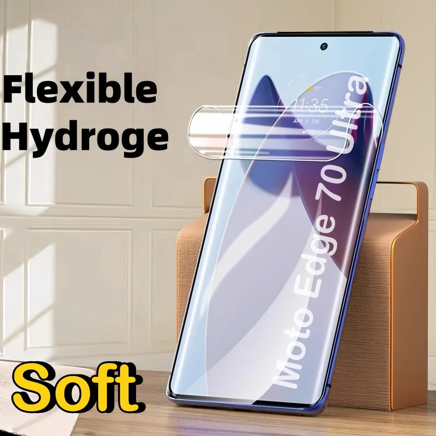 2 Stück flexible Hydrogel-Folien-Schutzfolie für Moto Signature Edge 70 Ultra 60 50 Fusion + Pro Neo, unzerbrechliches, unsichtbares TPU