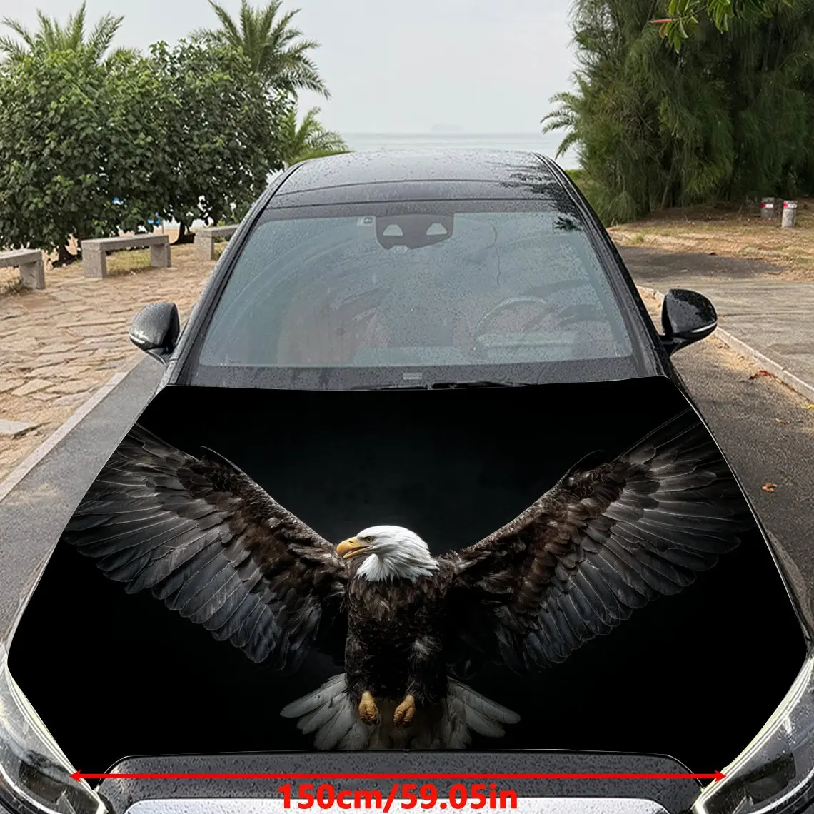 Car Decals An Eagle With Powerful And Dominant Charm In A Dark Backdrop Car Hood Sticker, Waterproof Self - Adhesive Vinyl Graph