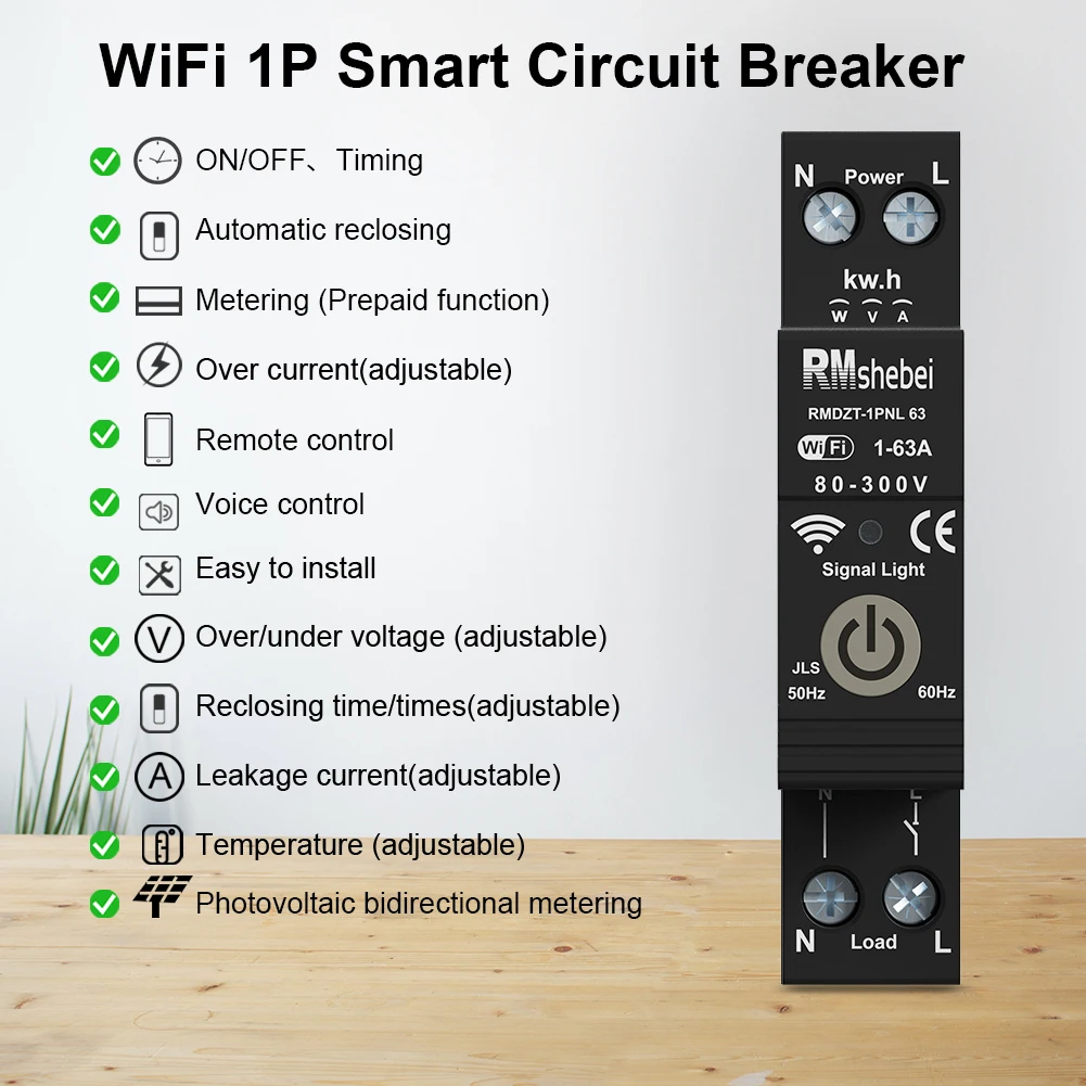 RMshebei Tuya WiFiスマートサーキットブレー - Energy Meter Bidirectional のレビューと価格