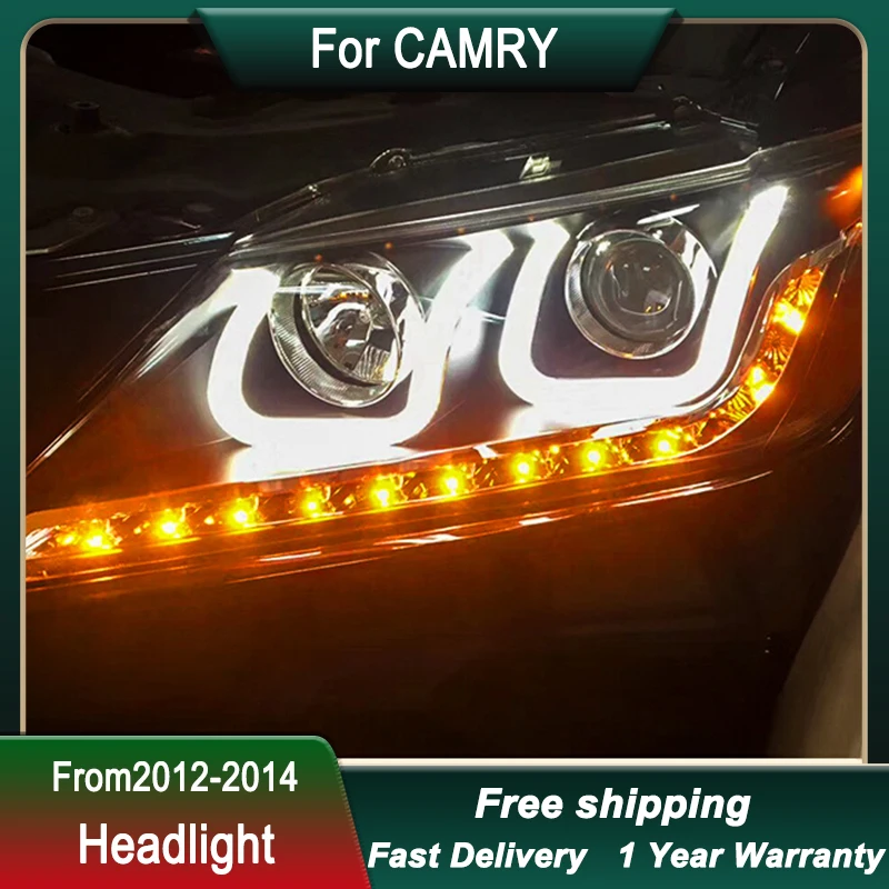 سيارة العلوي لتويوتو كامري 2012-2014 ترقية LED رئيس مصباح ترقية DRL ديناميكية مصباح إشارة رئيس مصباح الجبهة ضوء الجمعية #3