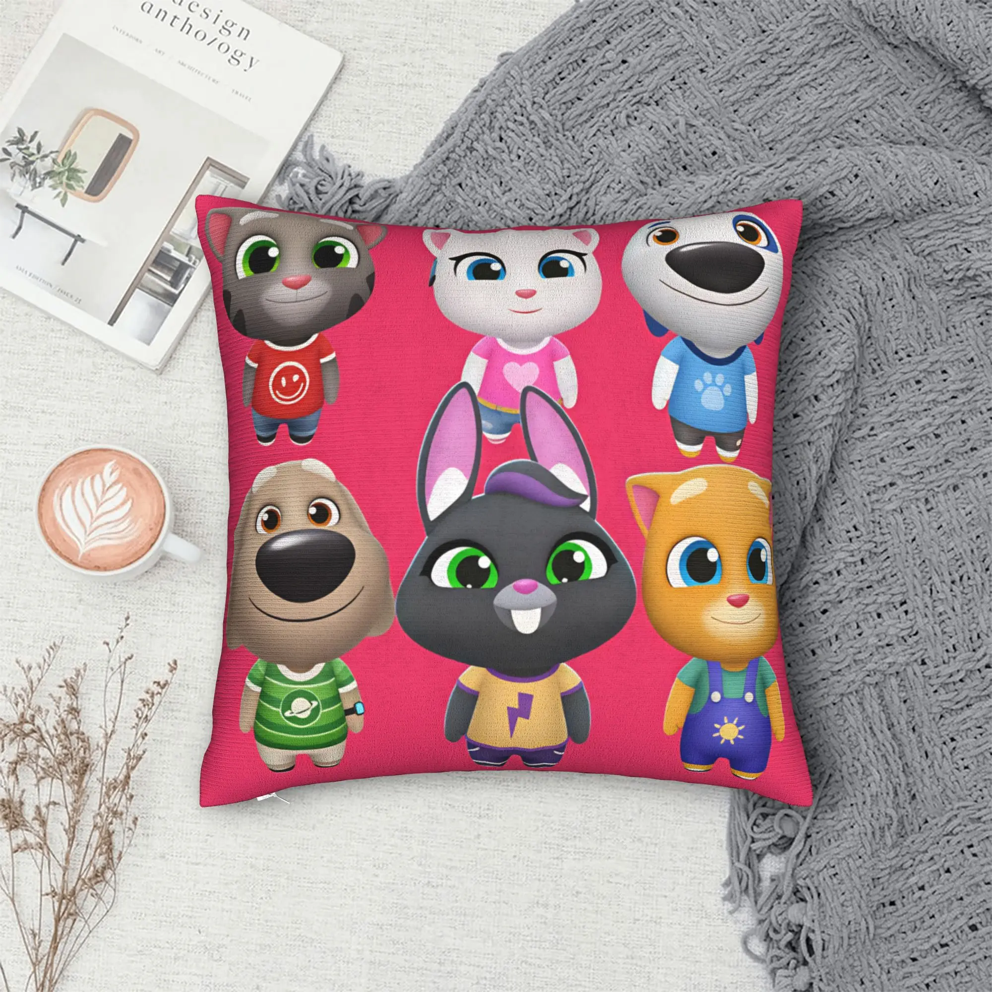 Game T-Talking T-Tom And F-Friends Pillow Case  Print Pillow Cover For Sofa Home Decor Kawaii Pillowcases