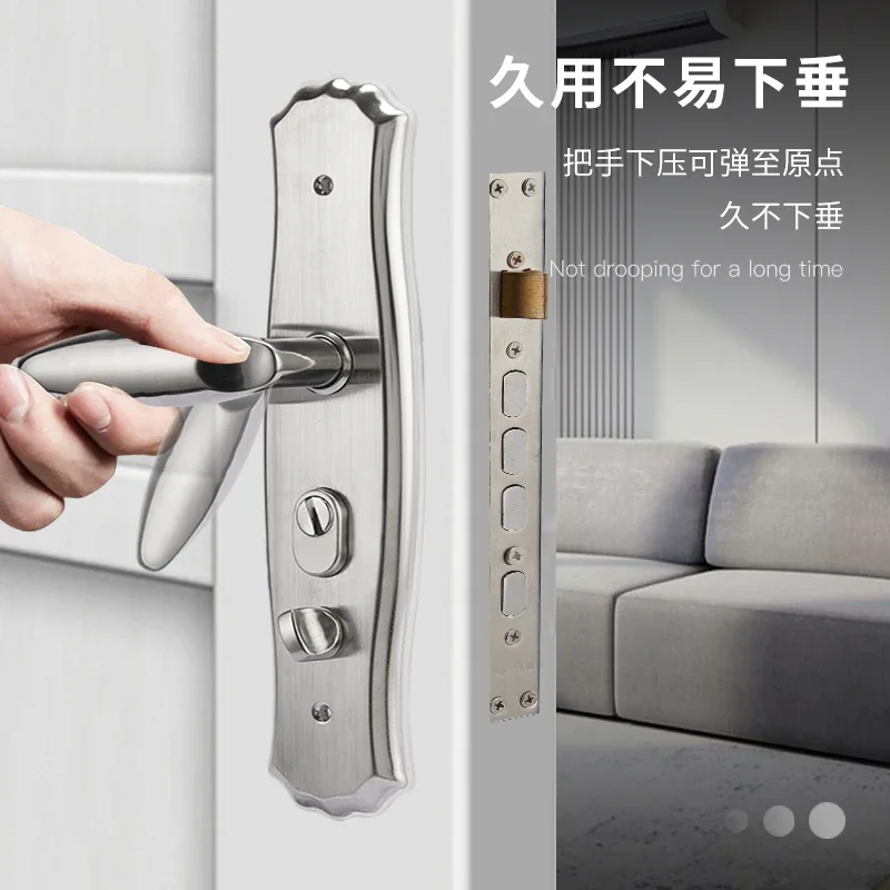 Imagem -03 - Mudo Anti-roubo Door Lock Conjunto Lock Handle Universal Household Handle Bloqueio com Fechadura do Núcleo Trava com Chave Aço Inoxidável