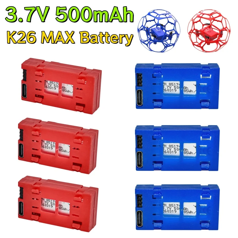 K26 MAX Drone Battery 3.7V 500mAh Original Rechargeable LiPo Replacement Battery, Extended Flight Time Spare Accessory