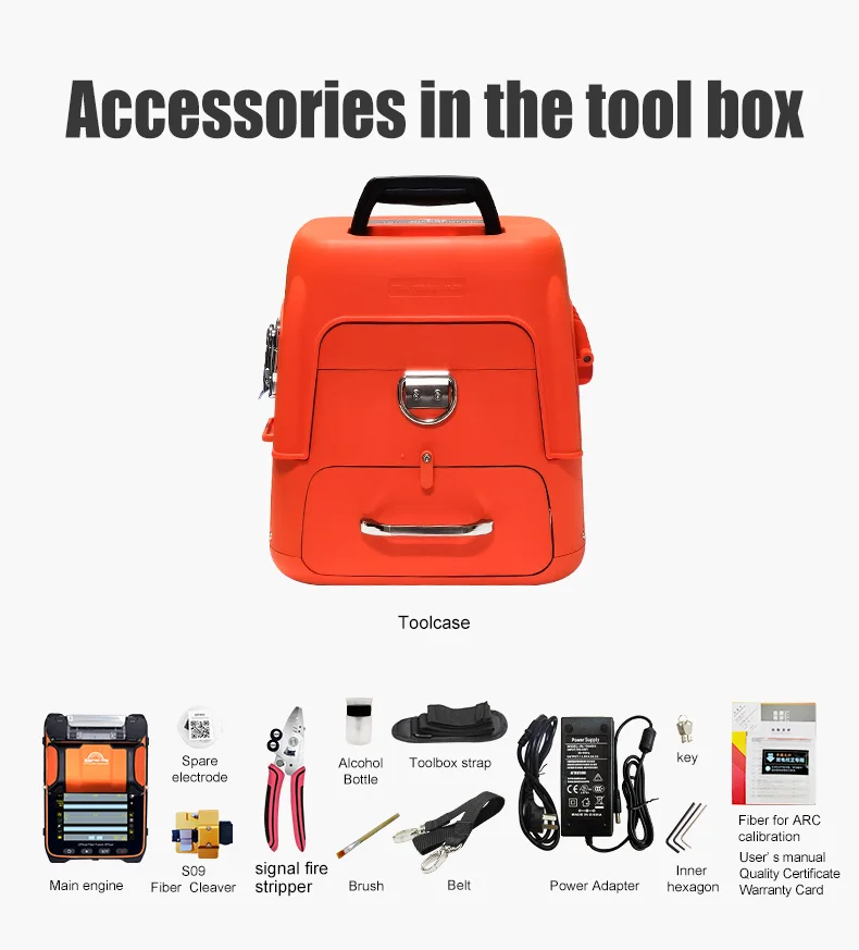 AI-9 signal light multilingual optical fiber fusion splicer FTTH fiber optic splicer built-in optical power meter and VFL5.0